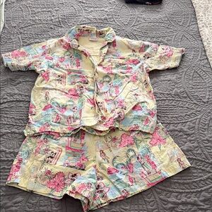 Disney’s Polynesian Resort Pastel Floral Beach Print Pajama Set - Small